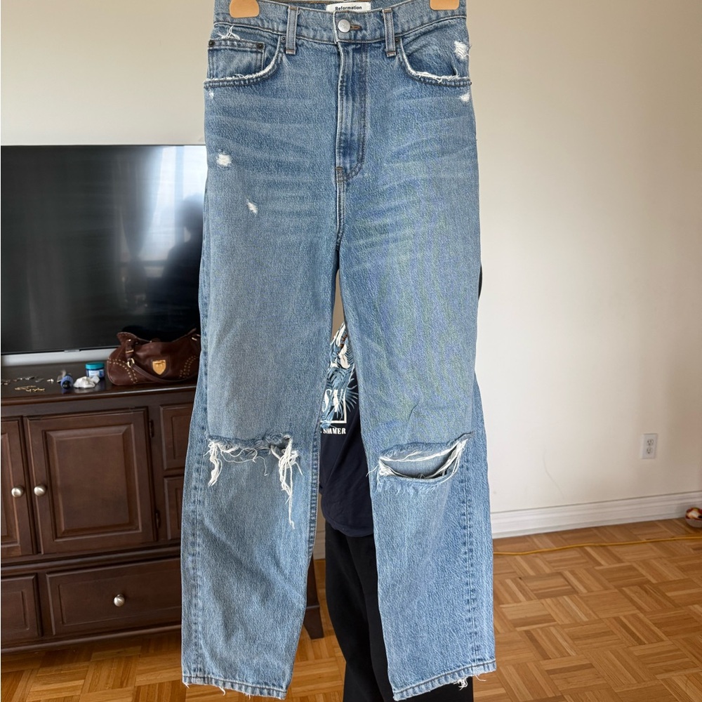 Reformation Distressed Vintage Blue Jeans